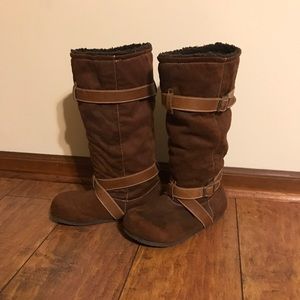 Bakers dark brown calf/knee boots - size 7